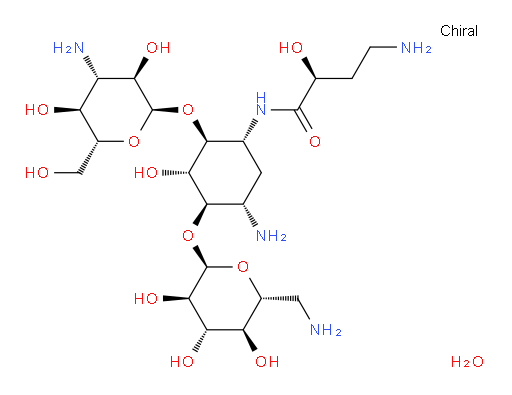 D-Streptamine, O-3-amino-3-deoxy-α-D-glucopyranosyl-(1→6)-O-[6-amino-6-deoxy-α-D-glucopyranosyl-(1→4)]-N1-[(2S)-4-amino-2-hydroxy-1-oxobutyl]-2-deoxy-, hydrate (1:?) (ACI)