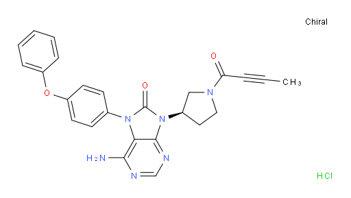 8H-Purin-8-one, 6-amino-7,9-dihydro-9-[(3R)-1-(1-oxo-2-butyn-1-yl)-3-pyrrolidinyl]-7-(4-phenoxyphenyl)-, hydrochloride (1:1) (ACI)