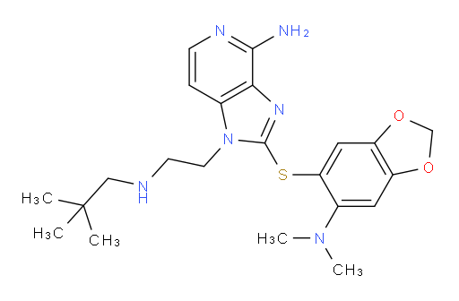 4-Amino-2-[[6-(dimethylamino)-1,3-benzodioxol-5-yl]thio]-N-(2,2-dimethylpropyl)-1H-imidazo[4,5-c]pyridine-1-ethanamine (ACI)