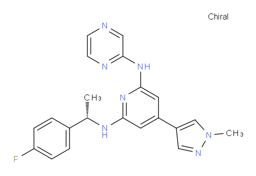 N2-[(1S)-1-(4-Fluorophenyl)ethyl]-4-(1-methyl-1H-pyrazol-4-yl)-N6-2-pyrazinyl-2,6-pyridinediamine (ACI)