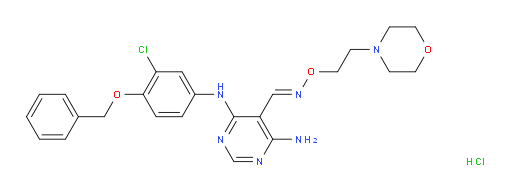 5-Pyrimidinecarboxaldehyde, 4-amino-6-[[3-chloro-4-(phenylmethoxy)phenyl]amino]-, O-[2-(4-morpholinyl)ethyl]oxime, hydrochloride (1:1), [C(E)]- (ACI)