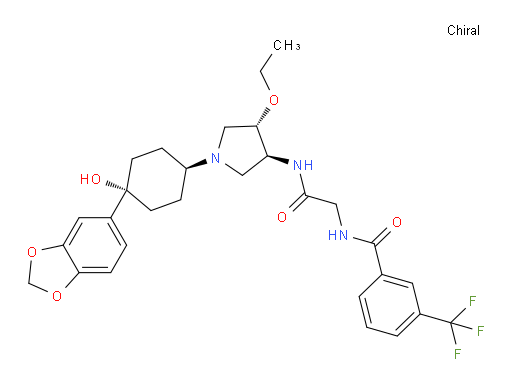 rel-N-[2-[[(3R,4R)-1-[trans-4-(1,3-Benzodioxol-5-yl)-4-hydroxycyclohexyl]-4-ethoxy-3-pyrrolidinyl]amino]-2-oxoethyl]-3-(trifluoromethyl)benzamide (ACI)