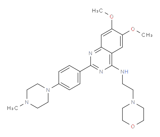 6,7-Dimethoxy-2-[4-(4-methyl-1-piperazinyl)phenyl]-N-[2-(4-morpholinyl)ethyl]-4-quinazolinamine (ACI)