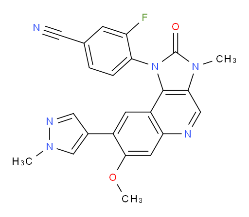 4-[2,3-Dihydro-7-methoxy-3-methyl-8-(1-methyl-1H-pyrazol-4-yl)-2-oxo-1H-imidazo[4,5-c]quinolin-1-yl]-3-fluorobenzonitrile (ACI)