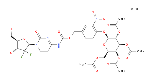 Cytidine, 2′-deoxy-2′,2′-difluoro-N-[[[3-nitro-4-[(2,3,4,6-tetra-O-acetyl-β-D-galactopyranosyl)oxy]phenyl]methoxy]carbonyl]- (ACI)
