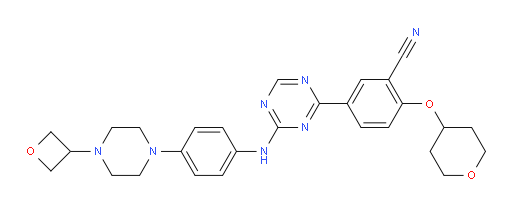 5-[4-[[4-[4-(3-Oxetanyl)-1-piperazinyl]phenyl]amino]-1,3,5-triazin-2-yl]-2-[(tetrahydro-2H-pyran-4-yl)oxy]benzonitrile (ACI)