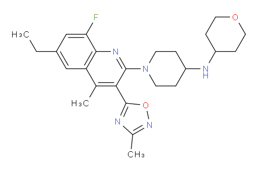 1-[6-Ethyl-8-fluoro-4-methyl-3-(3-methyl-1,2,4-oxadiazol-5-yl)-2-quinolinyl]-N-(tetrahydro-2H-pyran-4-yl)-4-piperidinamine (ACI)