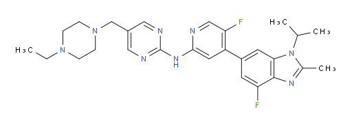 5-[(4-Ethyl-1-piperazinyl)methyl]-N-[5-fluoro-4-[4-fluoro-2-methyl-1-(1-methylethyl)-1H-benzimidazol-6-yl]-2-pyridinyl]-2-pyrimidinamine (ACI)