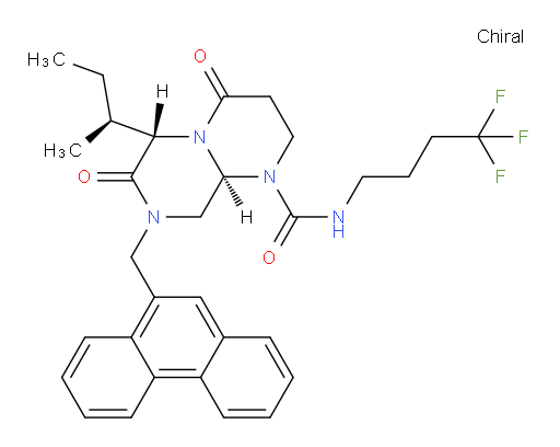 2H-Pyrazino[1,2-a]pyrimidine-1(6H)-carboxamide, hexahydro-6-[(1S)-1-methylpropyl]-4,7-dioxo-8-(9-phenanthrenylmethyl)-N-(4,4,4-trifluorobutyl)-, (6S,9aS)- (ACI)