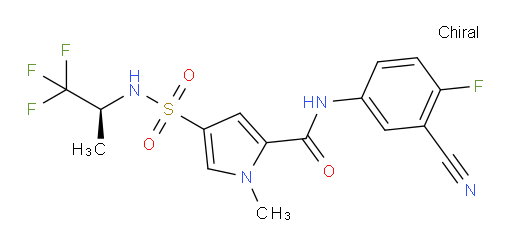 N-(3-Cyano-4-fluorophenyl)-1-methyl-4-[[[(1S)-2,2,2-trifluoro-1-methylethyl]amino]sulfonyl]-1H-pyrrole-2-carboxamide (ACI)