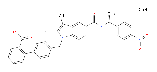 4′-[[2,3-Dimethyl-5-[[[(1S)-1-(4-nitrophenyl)ethyl]amino]carbonyl]-1H-indol-1-yl]methyl][1,1′-biphenyl]-2-carboxylic acid (ACI)