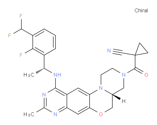 1-[[(4aR)-11-[[(1R)-1-[3-(Difluoromethyl)-2-fluorophenyl]ethyl]amino]-1,2,4a,5-tetrahydro-9-methylpyrazino[2,1-c]pyrimido[5,4-g][1,4]benzoxazin-3(4H)-yl]carbonyl]cyclopropanecarbonitrile (ACI)