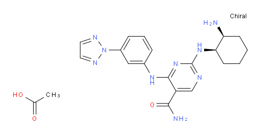 5-Pyrimidinecarboxamide, 2-[[(1R,2S)-2-aminocyclohexyl]amino]-4-[[3-(2H-1,2,3-triazol-2-yl)phenyl]amino]-, acetate (1:1) (ACI)