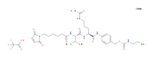 L-Ornithinamide, N-[6-(2,5-dihydro-2,5-dioxo-1H-pyrrol-1-yl)-1-oxohexyl]-L-valyl-N5-(aminocarbonyl)-N-[4-[[[[(2-aminoethyl)amino]carbonyl]oxy]methyl]phenyl]-, 2,2,2-trifluoroacetate (1:1) (ACI)