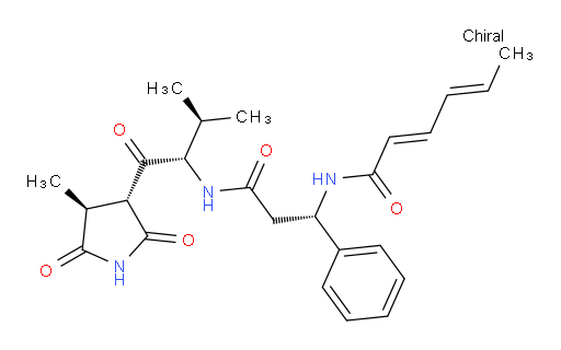 (βS)-N-[(1S)-2-Methyl-1-[[(3R,4S)-4-methyl-2,5-dioxo-3-pyrrolidinyl]carbonyl]propyl]-β-[[(2E,4E)-1-oxo-2,4-hexadien-1-yl]amino]benzenepropanamide (ACI)