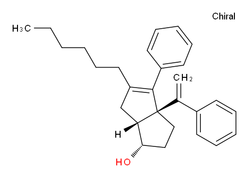 rel-(1R,3aS,6aS)-5-Hexyl-1,2,3,3a,6,6a-hexahydro-4-phenyl-3a-(1-phenylethenyl)-1-pentalenol (ACI)